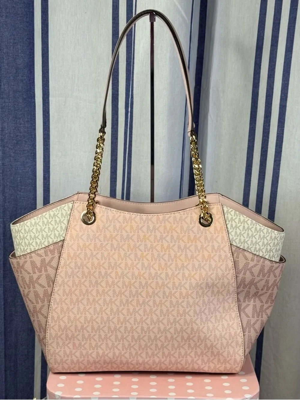 Michael Kors Jet Set Travel Large Shoulder Tote in Powder Blush Multi
